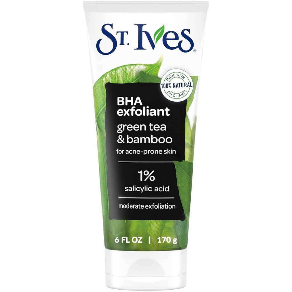 St. Ives Blackhead Clearing Face Scrub Green Tea Bamboo Moderate Exfoliator 6oz